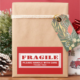 Breekbaar handvat met zorg mailen en verpakken rechthoekige sticker