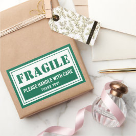 Breekbaar handvat met zorg mailen en verpakken rechthoekige sticker