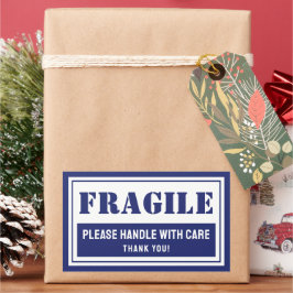 Breekbaar handvat met zorg mailen en verpakken rechthoekige sticker