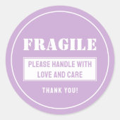 Breekbaar handvat met zorg mailen en verpakken ronde sticker (Voorkant)