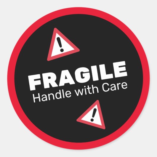 Breekbaar Handvat met Zorg Ronde Sticker (Voorkant)