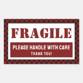 Breekbaar handvat met zorgvuldig geruite patroonve rechthoekige sticker (Voorkant)