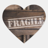 Breekbaar houten krat  hart hart sticker (Voorkant)