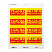 Breekbaar - Label voor verzending met zorgvuldige (Full Sheet)