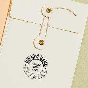 Breekbaar, niet buigen, verpakking rubberstempel