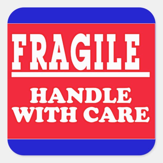 Breekbaar verzendlabel vierkante sticker (Voorkant)