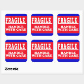 Breekbaar verzendlabel vierkante sticker (Vel)