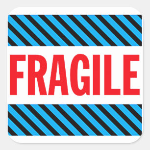 Breekbaar verzendlabel vierkante sticker