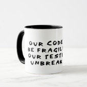 breekbare code onbreekbaar testen mok (Voorkant links)