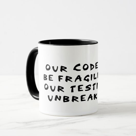 breekbare code onbreekbaar testen mok (Voorkant links)