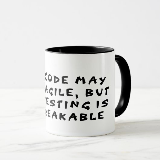 breekbare code onbreekbaar testen mok (Voorkant rechts)