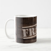 Breekbare houten krat  bruin rustiek koffiemok (Links)