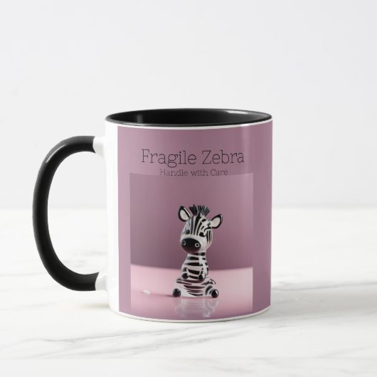 Breekbare Zebra: Handvat met de Mok van de Zorg (Links)