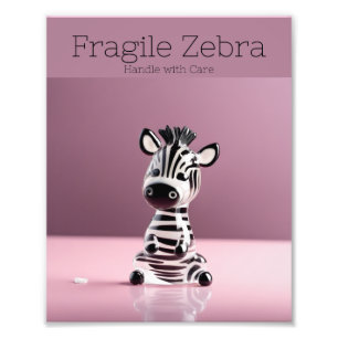 Breekbare Zebra: zorgvuldig hanteren Foto Afdruk