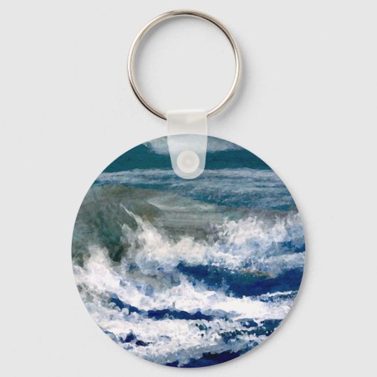 Breekers op de Rocks Seascape Ocean Waves Art Sleutelhanger (Voorkant)