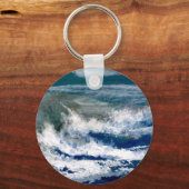 Breekers op de Rocks Seascape Ocean Waves Art Sleutelhanger (Voorkant)