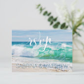 Breekgolven Bruiloft op het strand RSVP Kaart (Staand voorkant)