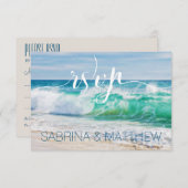 Breekgolven  Bruiloft RSVP op het strand Kaart (Voorkant / Achterkant)