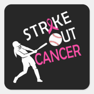 Breekkankerbestrijding Baseball Fighting Awareness Vierkante Sticker