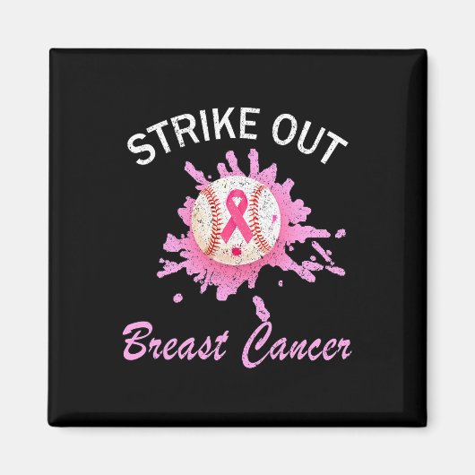 Breekkankerwaarschuwing Baseball Pink R Magneet (Voorkant)