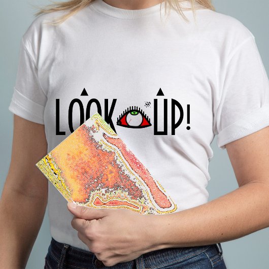 Breesten grap: "Kijk naar boven!" T-shirt