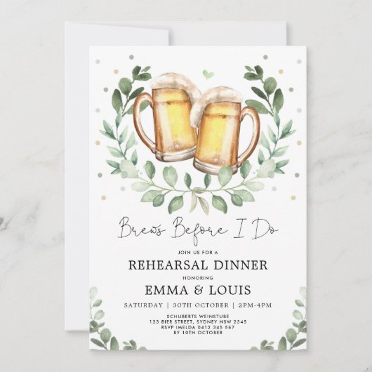 Breeuten voor ik Greenery Rehearsal Dinner Kaart (Voorkant)