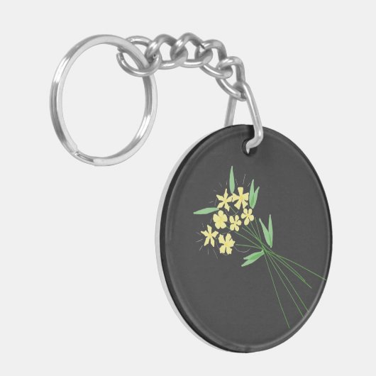 "Breeze in Bloom" – Hand-Drawn Floral Keychain (Voorkant Links)