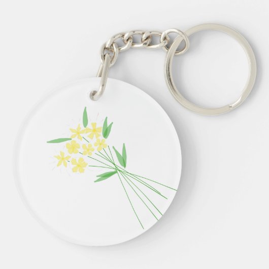 "Breeze in Bloom" – Hand-Drawn Floral Keychain (Achterkant)