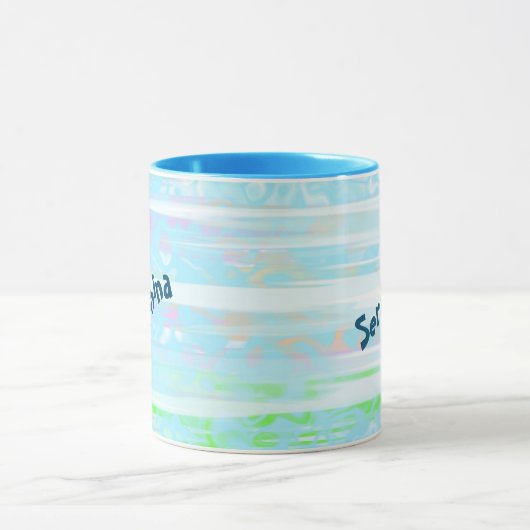 Breezy Abstract Aqua Stripes Mok (Midden)