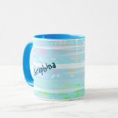 Breezy Abstract Aqua Stripes Mok (Voorkant links)