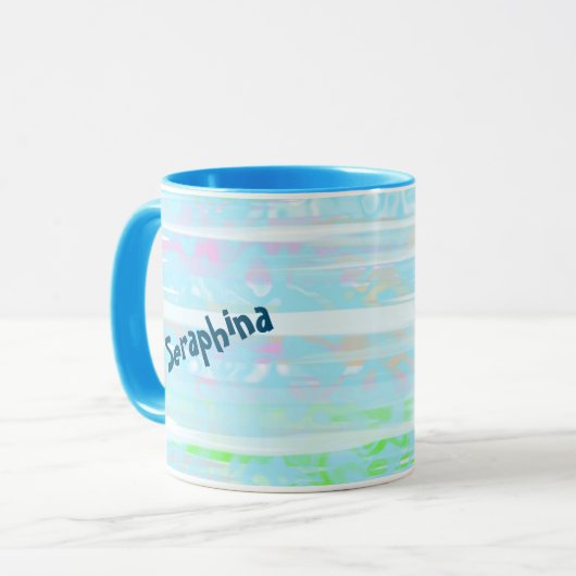 Breezy Abstract Aqua Stripes Mok (Voorkant links)