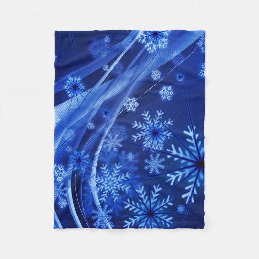 Breezy Blue Snowflakes Fleece Deken (Voorkant)