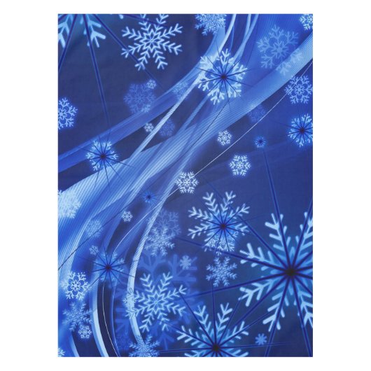Breezy Blue Snowflakes Tafelkleed (Voorkant)
