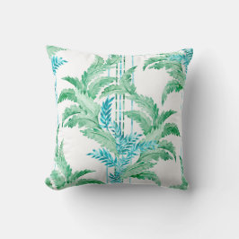 Breezy Cool Blauw en Groene Waterverf Bladeren Kussen