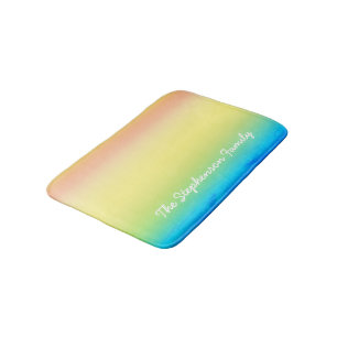 Breezy Cool Blue tot Yellow gradiënt en White Text Badmat