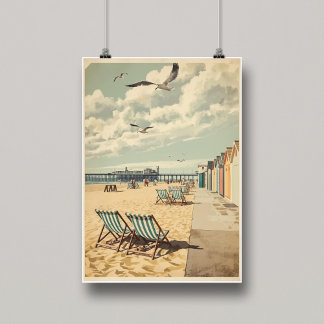 Breezy Days in Brighton – British Seaside Coastal  Poster