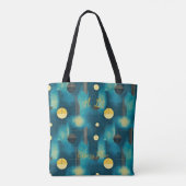 Breezy Flow Abstract – Blauw, Geel en Zwart Tote Bag (Achterkant)