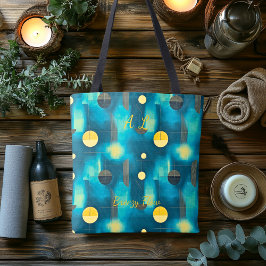 Breezy Flow Abstract – Blauw, Geel en Zwart Tote Bag