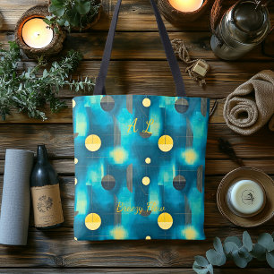 Breezy Flow Abstract – Blauw, Geel en Zwart Tote Bag