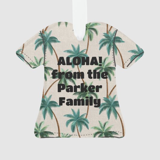 Breezy Palm Trees op Faux Grasscloth - Groen Ornament (achterkant)