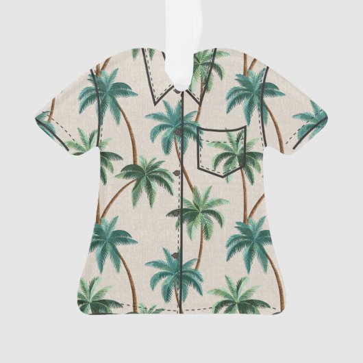 Breezy Palm Trees op Faux Grasscloth - Groen Ornament (voorkant)