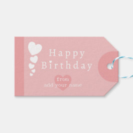 Breezy Pink Birthday Hearts Cadeau Labels Cadeaulabel