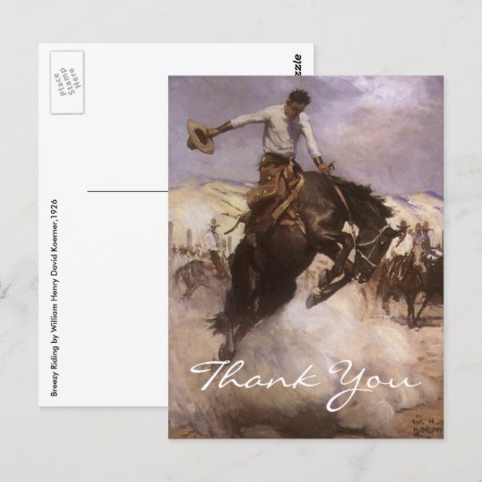 Breezy Riding van WHD Koerner, Vintage Cowboys Briefkaart (Voorkant / Achterkant)