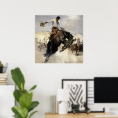 “Breezy Riding” Westerse kunst van WHD Koerner Poster (Thuiskantoor)