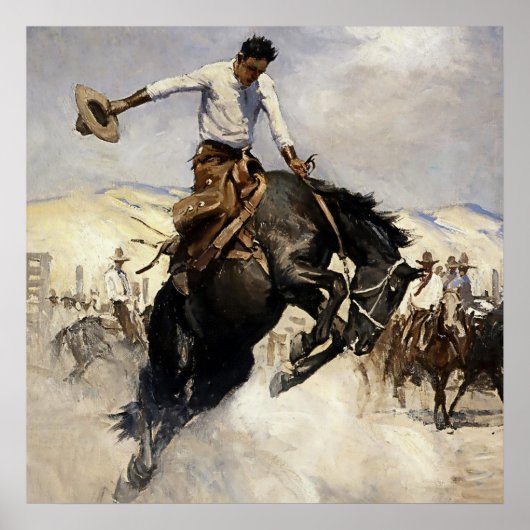 “Breezy Riding” Westerse kunst van WHD Koerner Poster (Voorkant)