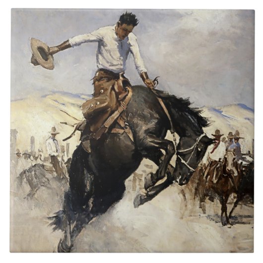 “Breezy Riding” Westerse kunst van WHD Koerner Tegeltje (Voorkant)