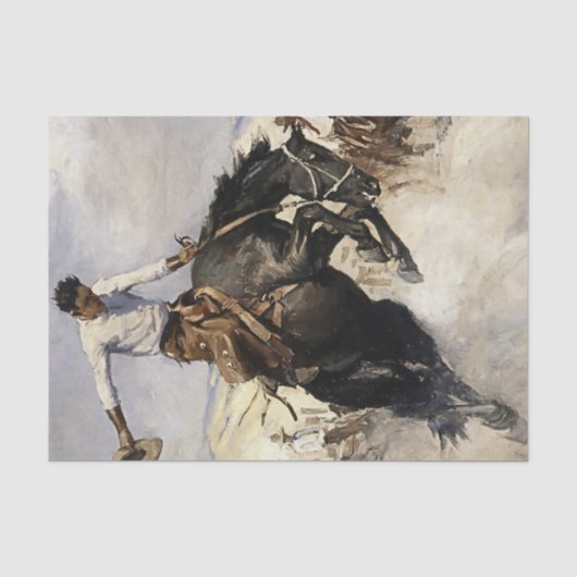 “Breezy Riding” Westerse kunst van WHD Koerner Tissuepapier (Voorkant)