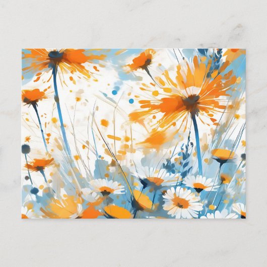 Breezy Wildflower Field in het Sinaasappel Briefkaart (Voorkant)