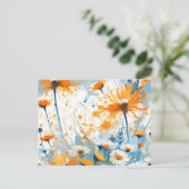 Breezy Wildflower Field in het Sinaasappel Briefkaart (Staand voorkant)