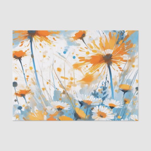 Breezy Wildflower Field in het Sinaasappel Tissuepapier (Voorkant)